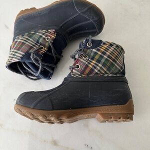 Sperry Port Navy Plaid Rain Boots Size  Girls 10 M